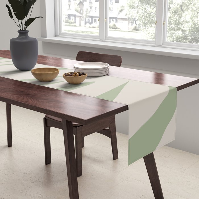 Maldives Abstract Botanical Pattern in Sage and Beige Table Runner Gallery Image 2