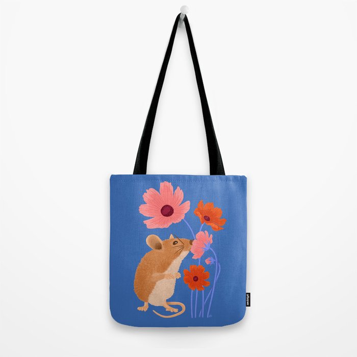 Meadow Mouse and Cosmos Blooms Tote Bag Gallery Image 2