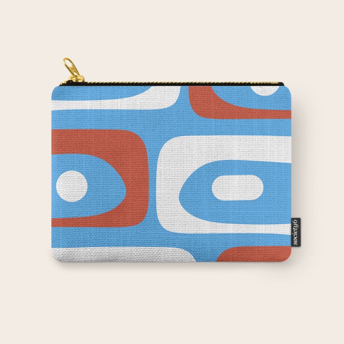 Mid Century Modern Piquet Abstract Pattern Blue Red White Carry All Pouch Gallery Image 1