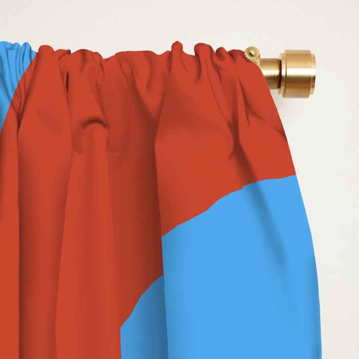 Mid Century Modern Piquet Abstract Pattern Blue Red White Window Curtain Gallery Image 2