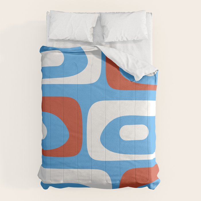 Mid Century Modern Piquet Abstract Pattern Blue Red White Comforter Gallery Image 6