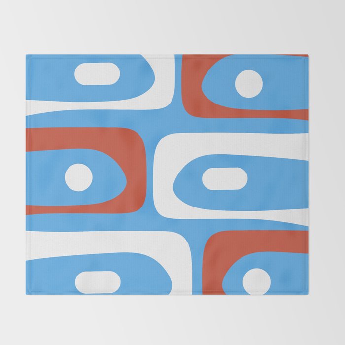 Mid Century Modern Piquet Abstract Pattern Blue Red White Throw Blanket Gallery Image 2