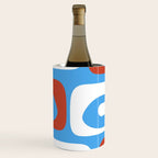 Mid Century Modern Piquet Abstract Pattern Blue Red White Wine Chiller Gallery Image 1