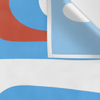 Mid Century Modern Piquet Abstract Pattern Blue Red White Wall Tapestry Gallery Image 3