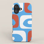 Mid Century Modern Piquet Abstract Pattern Blue Red White iPhone Case Gallery Image 1