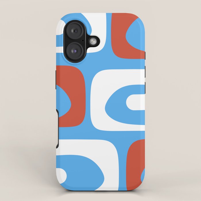 Mid Century Modern Piquet Abstract Pattern Blue Red White iPhone Case Gallery Image 1