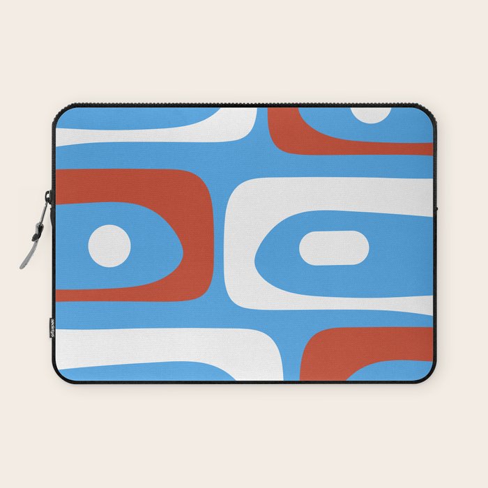 Mid Century Modern Piquet Abstract Pattern Blue Red White Laptop Sleeve Gallery Image 1