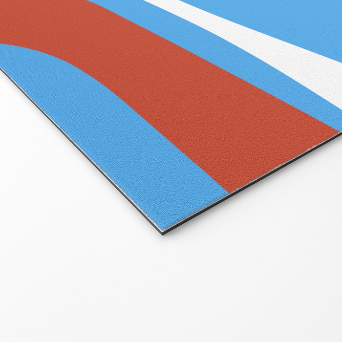 Mid Century Modern Piquet Abstract Pattern Blue Red White Welcome Mat Gallery Image 2