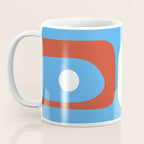 Mid Century Modern Piquet Abstract Pattern Blue Red White Coffee Mug Gallery Image 3