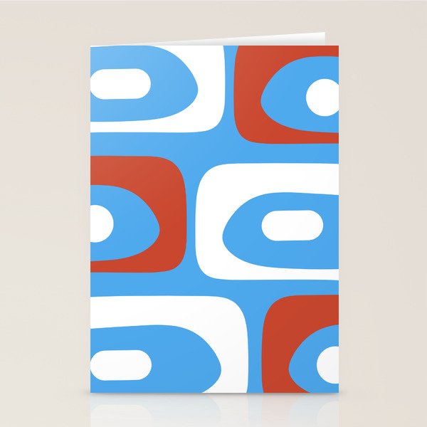 Mid Century Modern Piquet Abstract Pattern Blue Red White Stationery Card Gallery Image 2
