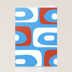 Mid Century Modern Piquet Abstract Pattern Blue Red White Stationery Card Gallery Image 2