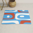 Mid Century Modern Piquet Abstract Pattern Blue Red White Rug Gallery Image 1