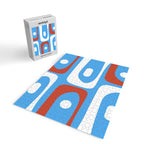 Mid Century Modern Piquet Abstract Pattern Blue Red White Jigsaw Puzzle Gallery Image 2