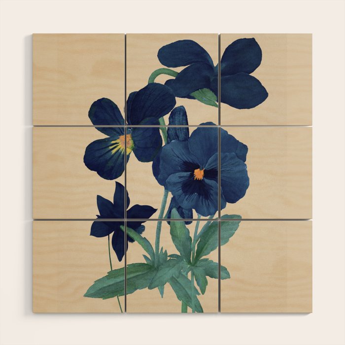 Blue Flowers Wood Wall Art Gallery Image 1