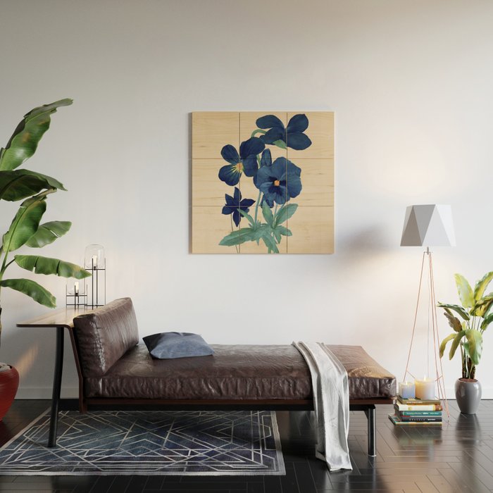 Blue Flowers Wood Wall Art Gallery Image 2