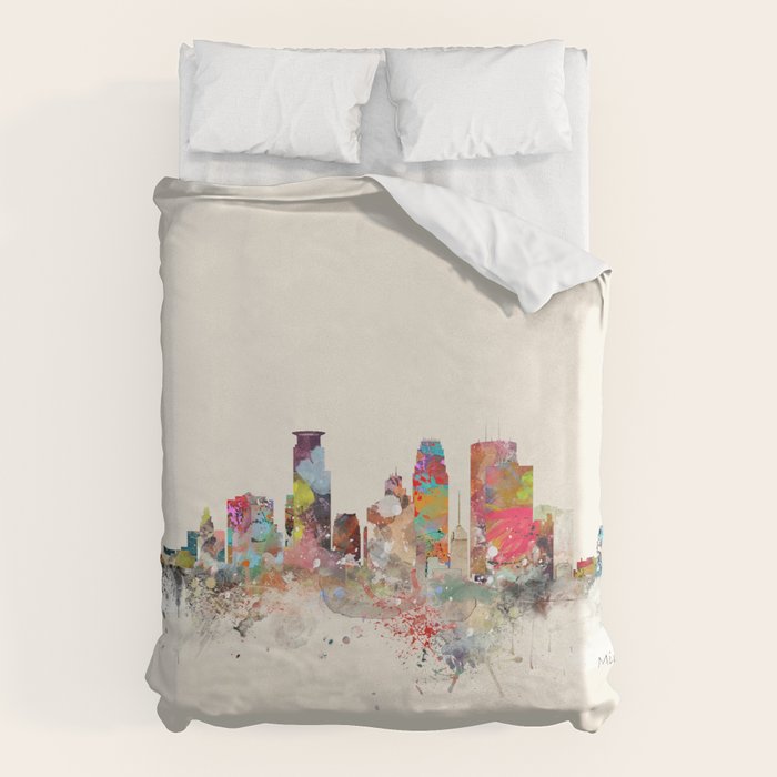 minneapolis skyline Duvet Cover Gallery Image 1