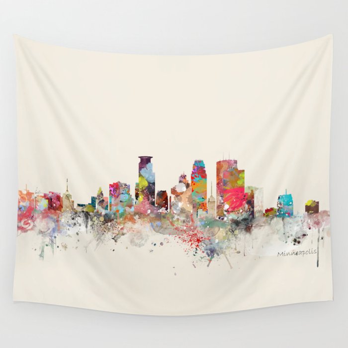 minneapolis skyline Wall Tapestry Gallery Image 1
