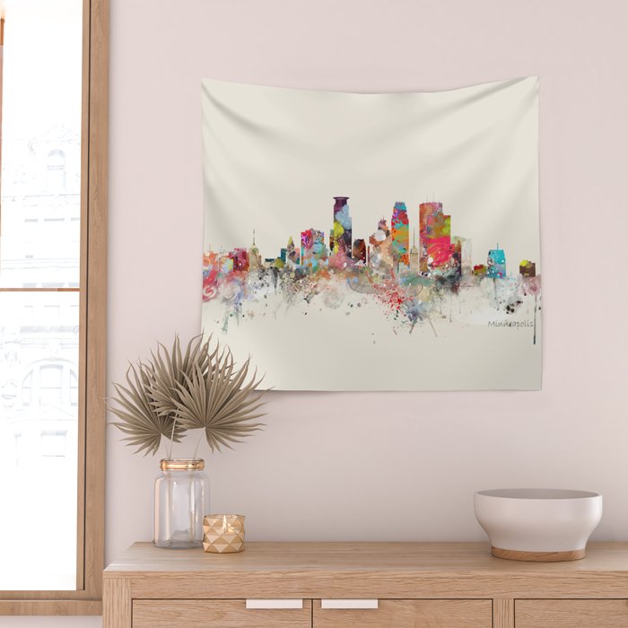 minneapolis skyline Wall Tapestry Gallery Image 2