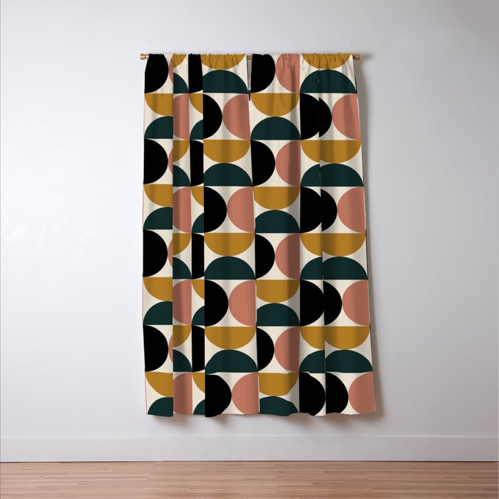 Bauhaus Mid Century Modern Geometric Pattern XIV Window Curtain Gallery Image 3