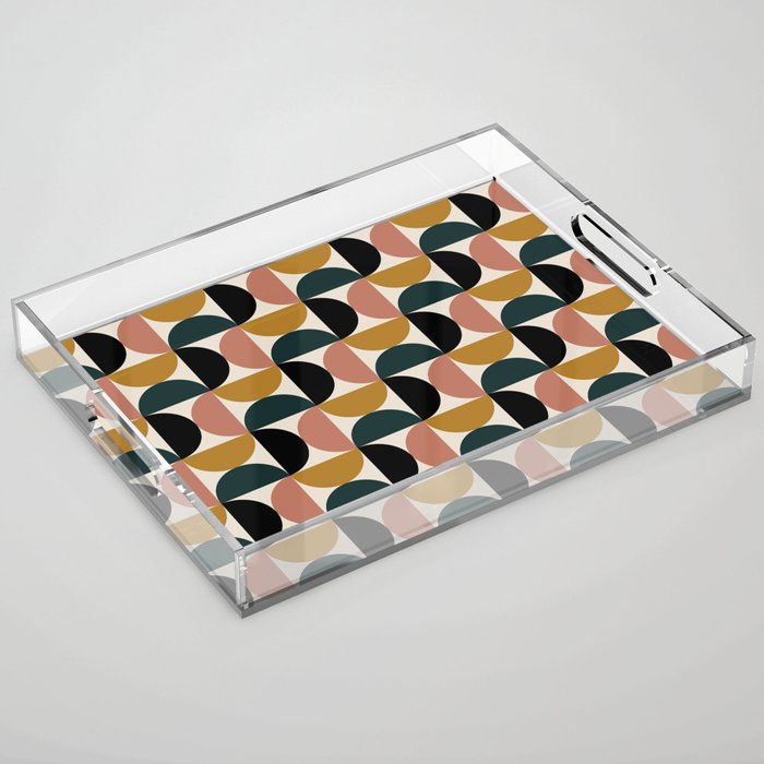 Bauhaus Mid Century Modern Geometric Pattern XIV Acrylic Tray Gallery Image 1