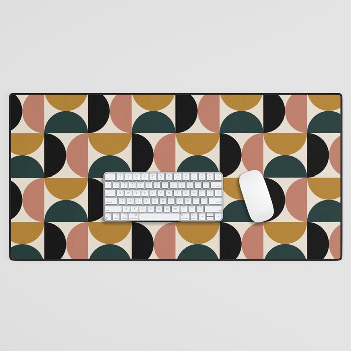 Bauhaus Mid Century Modern Geometric Pattern XIV Desk Mat Gallery Image 1