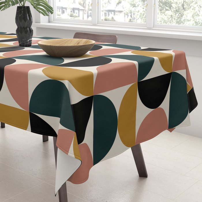 Bauhaus Mid Century Modern Geometric Pattern XIV Tablecloth Gallery Image 3