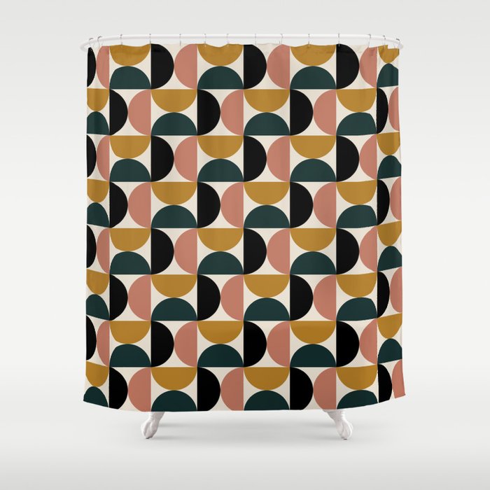 Bauhaus Mid Century Modern Geometric Pattern XIV Shower Curtain Gallery Image 1