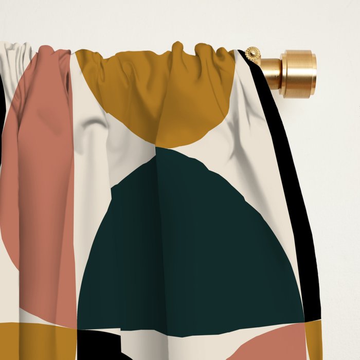 Bauhaus Mid Century Modern Geometric Pattern XIV Window Curtain Gallery Image 2