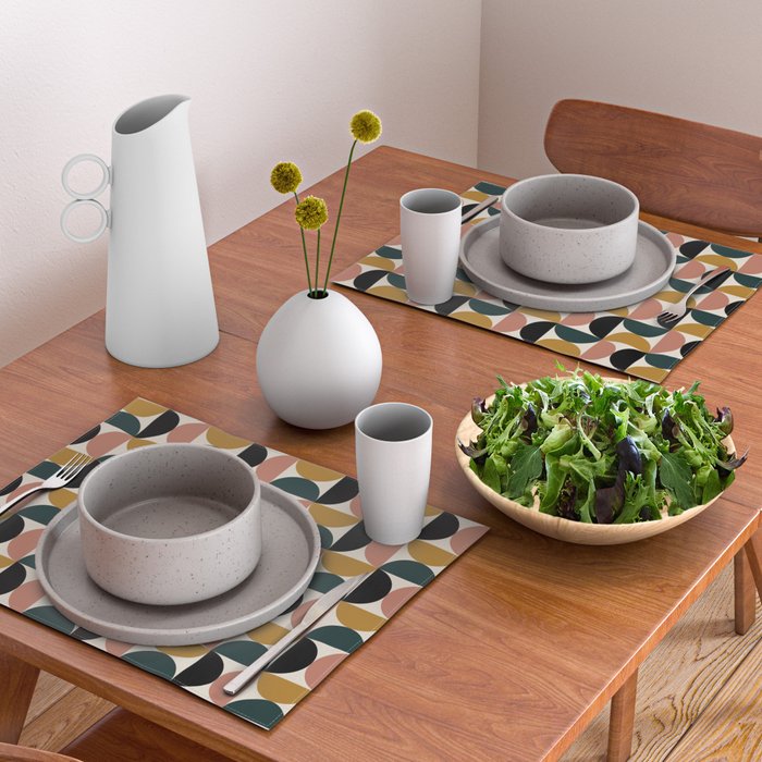 Bauhaus Mid Century Modern Geometric Pattern XIV Placemat Gallery Image 2