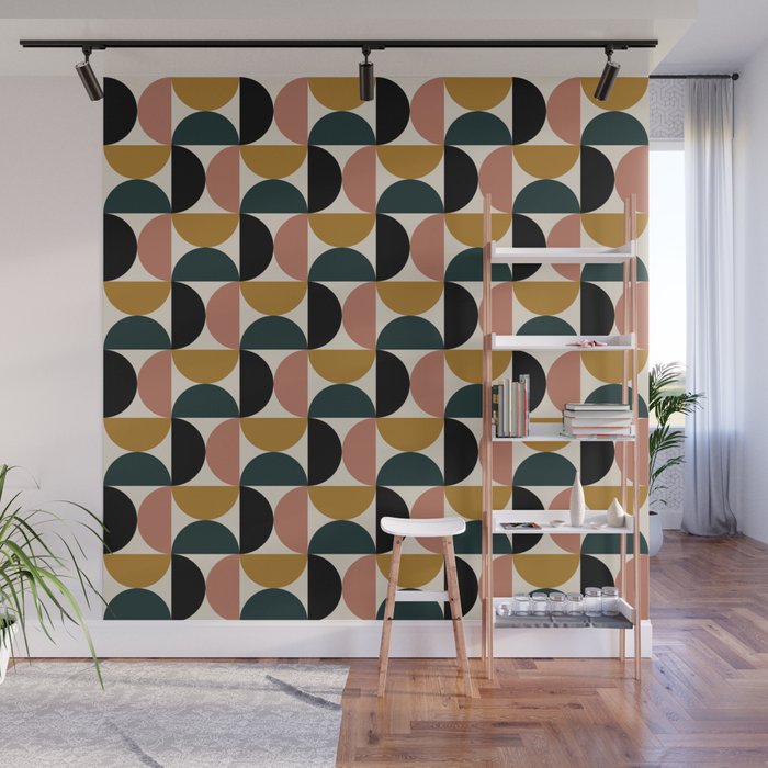 Bauhaus Mid Century Modern Geometric Pattern XIV Wall Mural Gallery Image 1