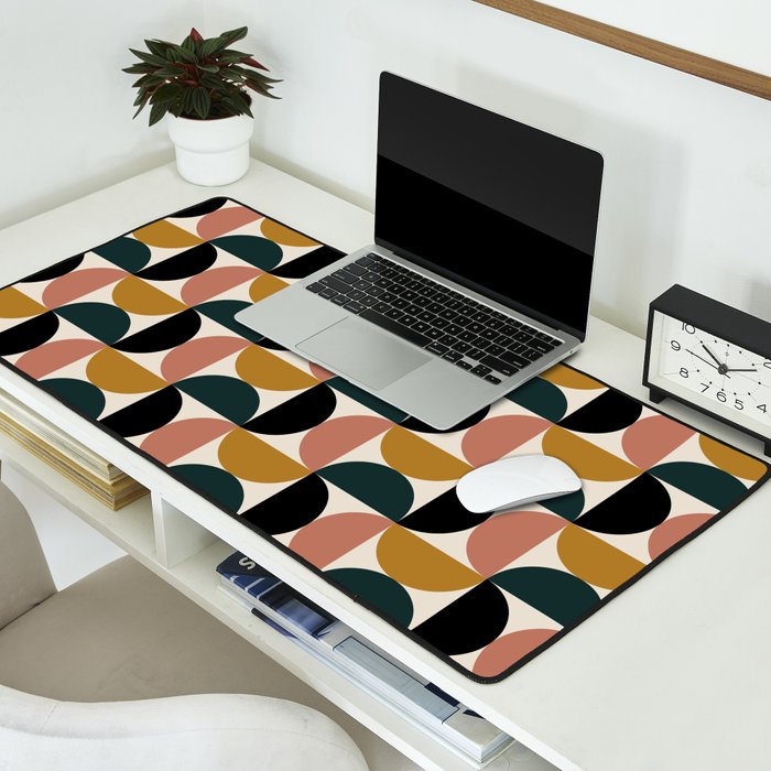 Bauhaus Mid Century Modern Geometric Pattern XIV Desk Mat Gallery Image 2