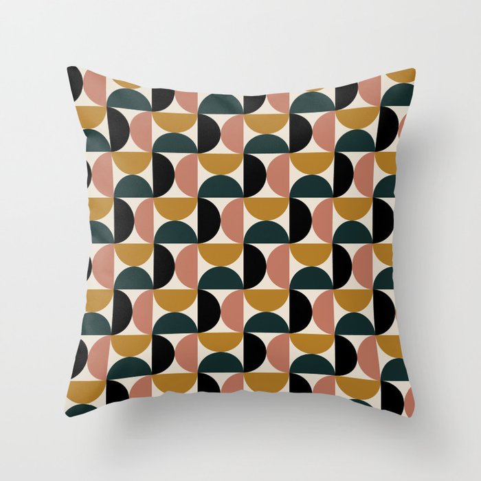 Bauhaus Mid Century Modern Geometric Pattern XIV Throw Pillow Gallery Image 1