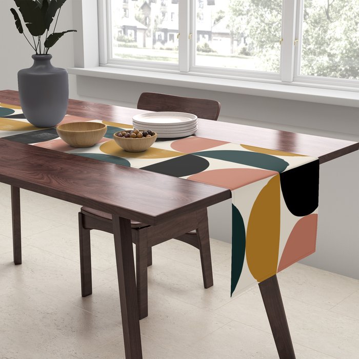 Bauhaus Mid Century Modern Geometric Pattern XIV Table Runner Gallery Image 2