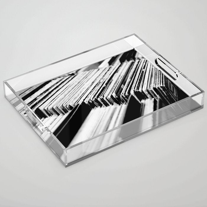 record albums music aesthetic elegant mood art photography  Acrylic Tray Gallery Image 1