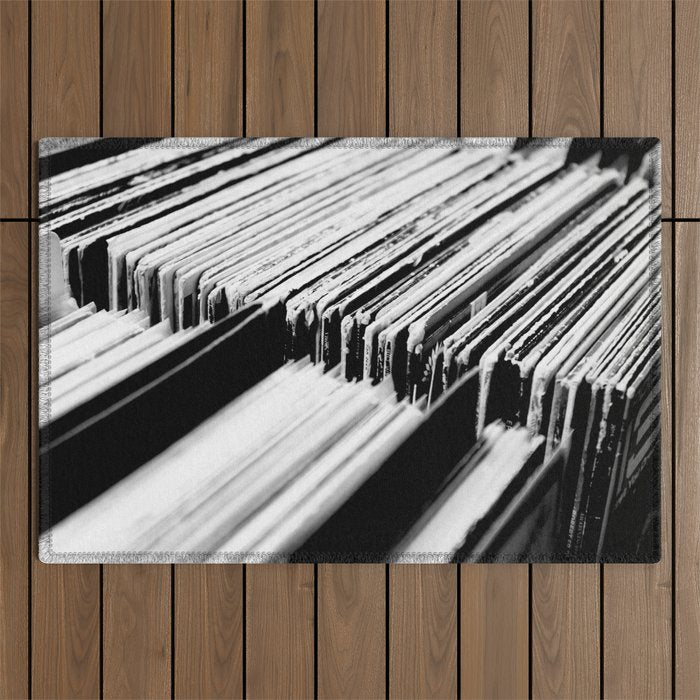 record albums music aesthetic elegant mood art photography  Outdoor Rug Gallery Image 1
