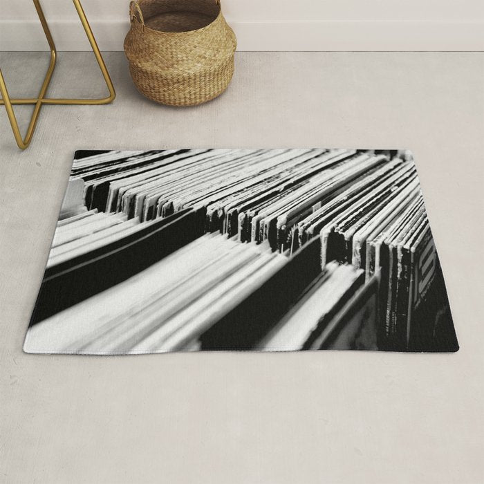 record albums music aesthetic elegant mood art photography  Rug Gallery Image 1