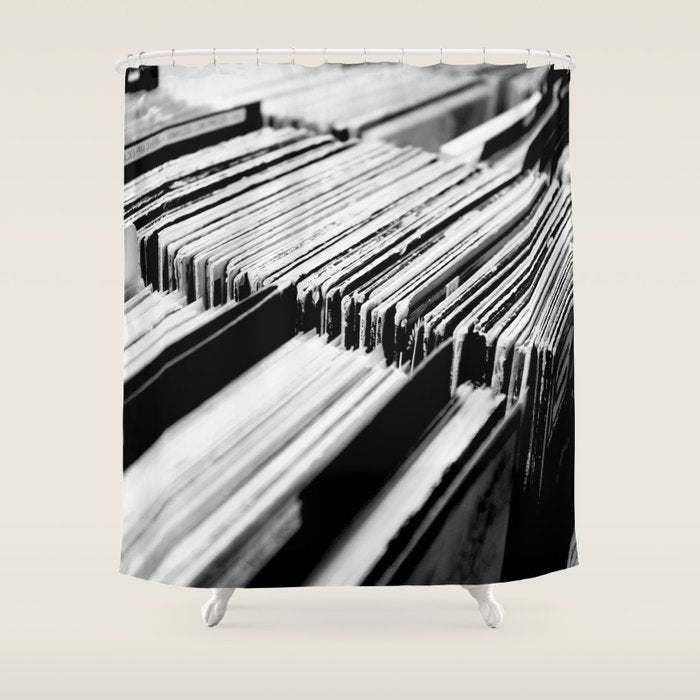 record albums music aesthetic elegant mood art photography  Shower Curtain Gallery Image 1