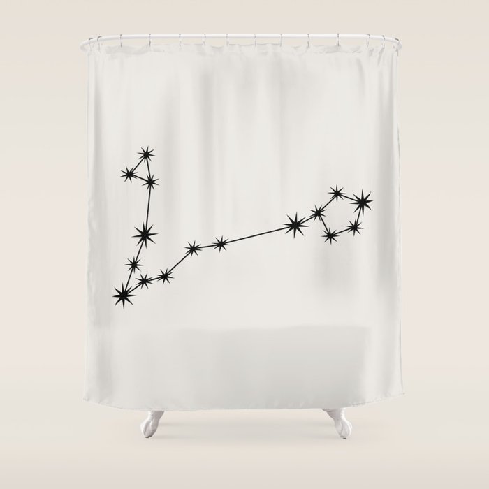 Pisces Zodiac Star Constellation Line Art White Shower Curtain Gallery Image 1