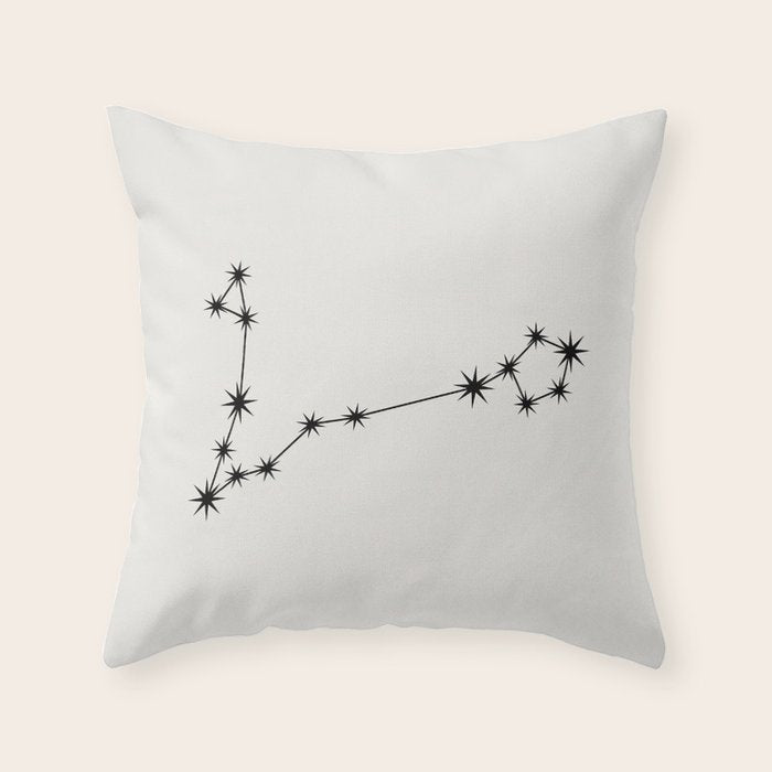 Pisces Zodiac Star Constellation Line Art White Throw Pillow Gallery Image 6