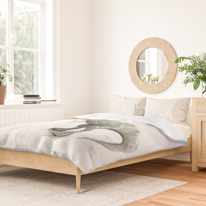 T-Rex Dinosaur Rainbow Puke Taste the Rainbow Watercolor Duvet Cover Gallery Image 2