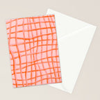 Modern abstract red and pink grids  Stationery Card Gallery Image 2