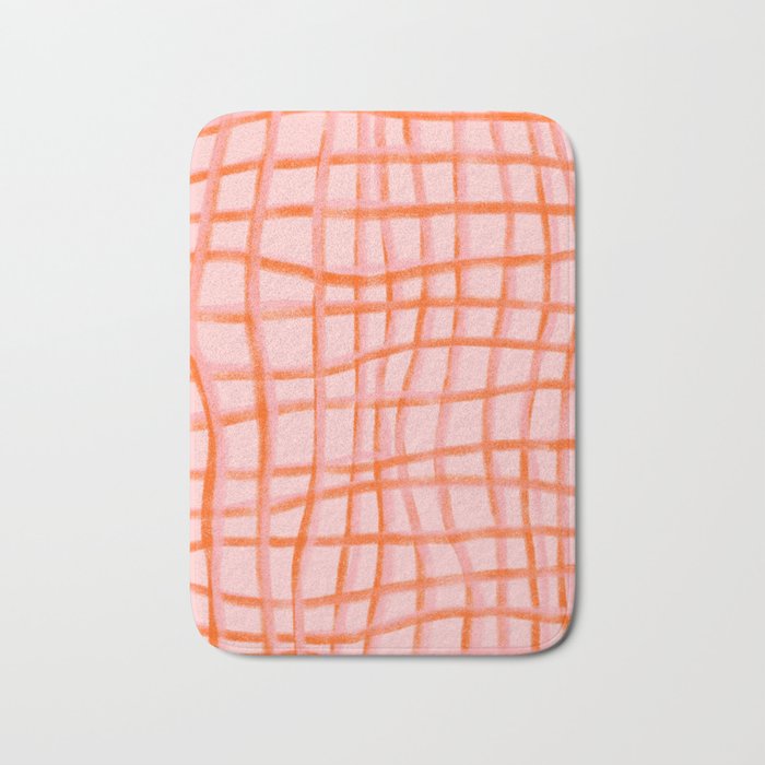 Modern abstract red and pink grids  Bath Mat Gallery Image 1