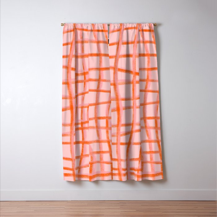 Modern abstract red and pink grids  Window Curtain Gallery Image 3
