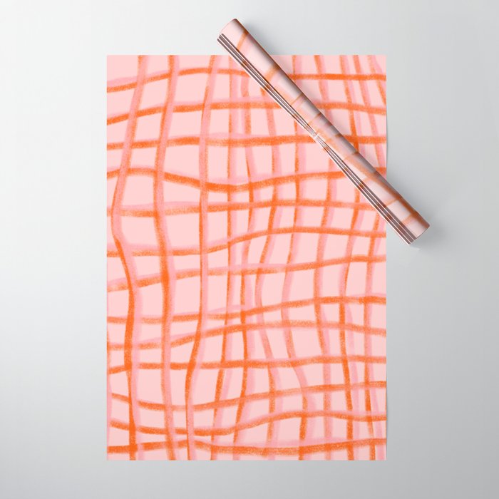 Modern abstract red and pink grids  Wrapping Paper Gallery Image 1