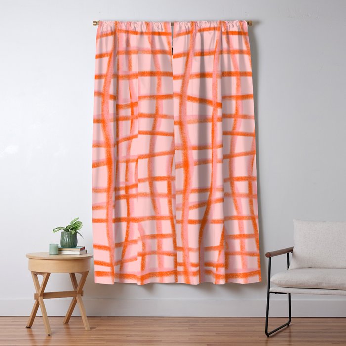 Modern abstract red and pink grids  Window Curtain Gallery Image 5