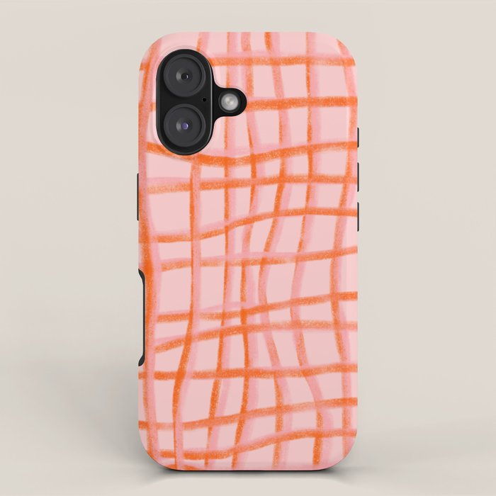 Modern abstract red and pink grids  iPhone Case Gallery Image 1