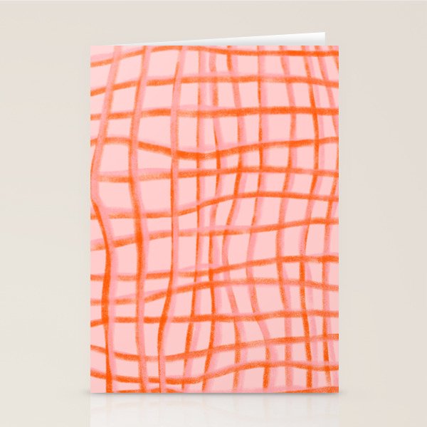 Modern abstract red and pink grids  Stationery Card Gallery Image 2