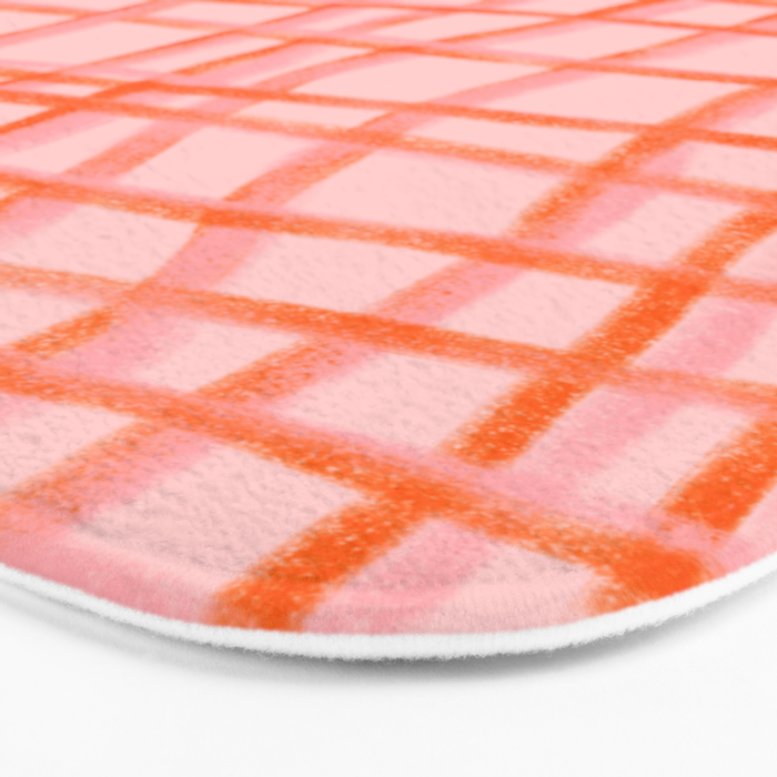 Modern abstract red and pink grids  Bath Mat Gallery Image 3