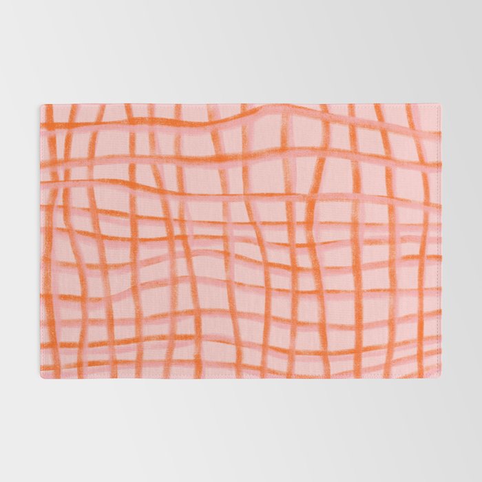 Modern abstract red and pink grids  Rug Gallery Image 2