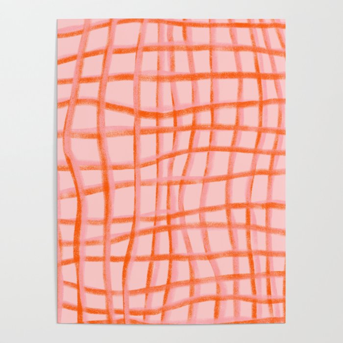 Modern abstract red and pink grids  Poster Gallery Image 1